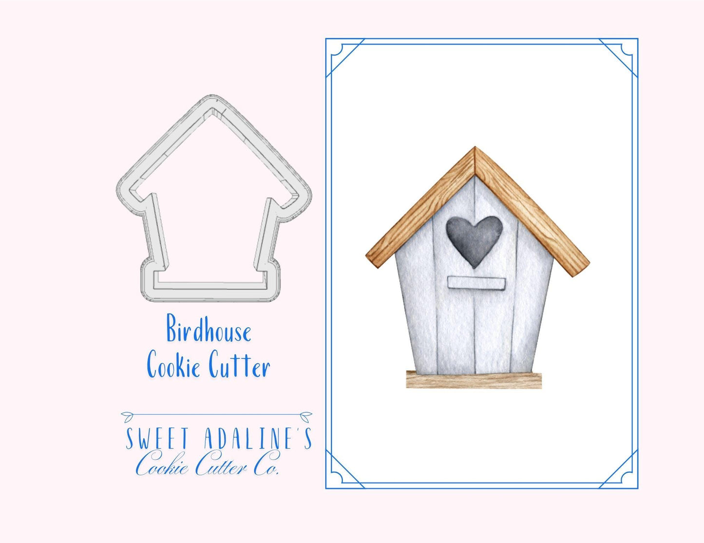 Birdhouse Cookie Cutter – Rustic Baking Design for Spring & Gardening – Custom Sizes – Perfect for Mother’s Day and Garden Parties