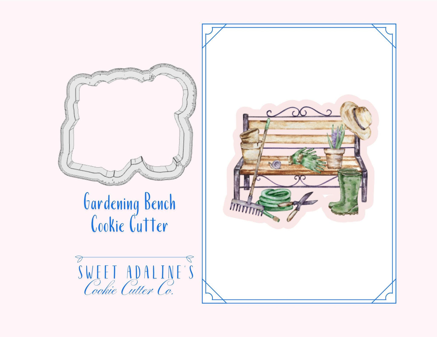 Gardening Bench Cookie Cutter – Garden Tools Design – Perfect for Spring, Garden Parties & Mother’s Day – Gift for Gardeners