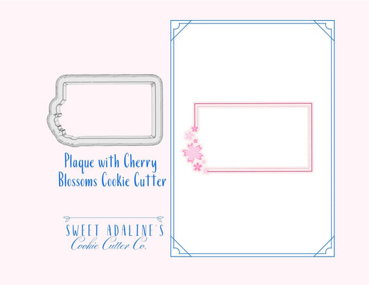 Plaque with Cherry Blossoms Cookie Cutter – Floral Design – Perfect for Spring, Mother’s Day & Garden Parties