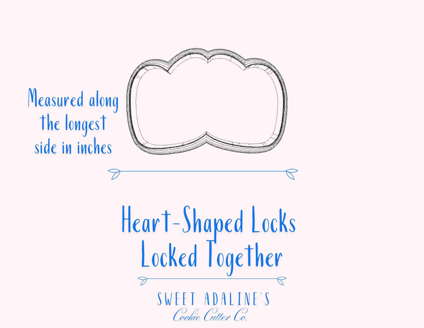 Hearts Locked Together Cookie Cutter, Heart Locks Cookies for Valentines Day, custom 3D printed cutters for royal icing, FAST Shipping