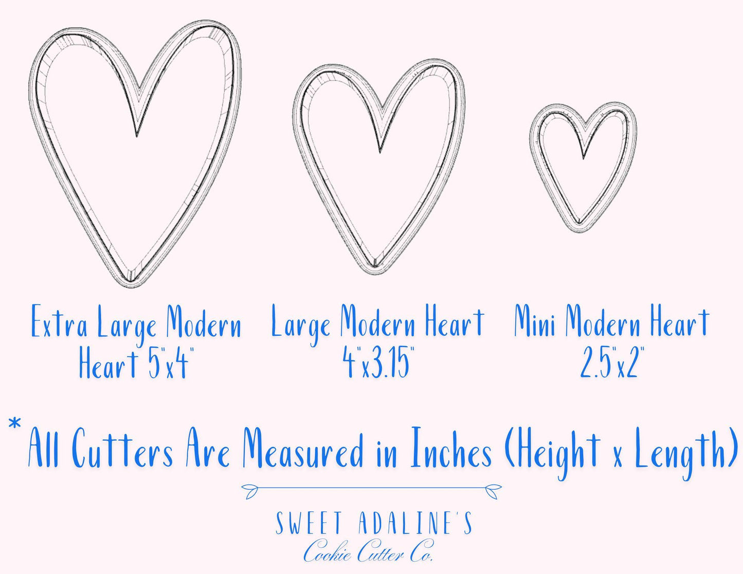 3D Printed Heart Cookie Cutter Set: Modern Tall Valentine's Day Baking