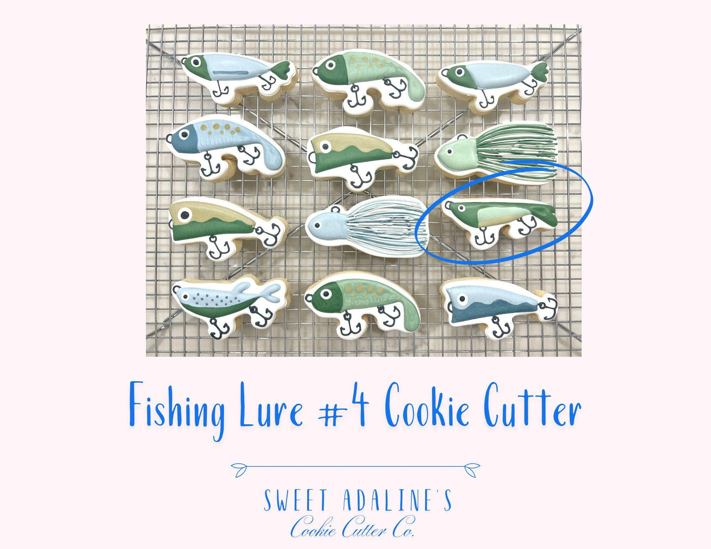 Fishing Lure #4 Cookie Cutter – Perfect for Father's Day, Fishing Trips & Lake Days – Custom Color - 3D Printed - Sturdy for Thick Dough