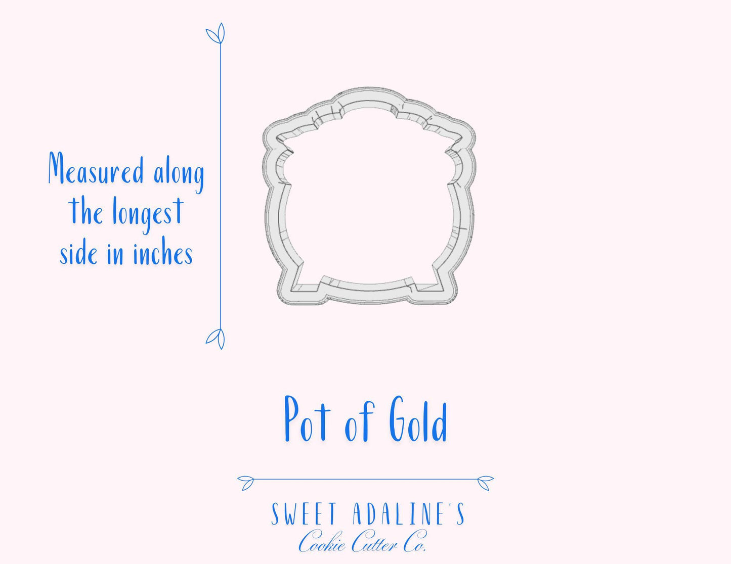 St. Patrick's Day Pot of Gold Cookie Cutter, Irish-Themed Cookies, Custom 3D Printed, St. Patrick's Day Party Baking Supplies, Irish Party