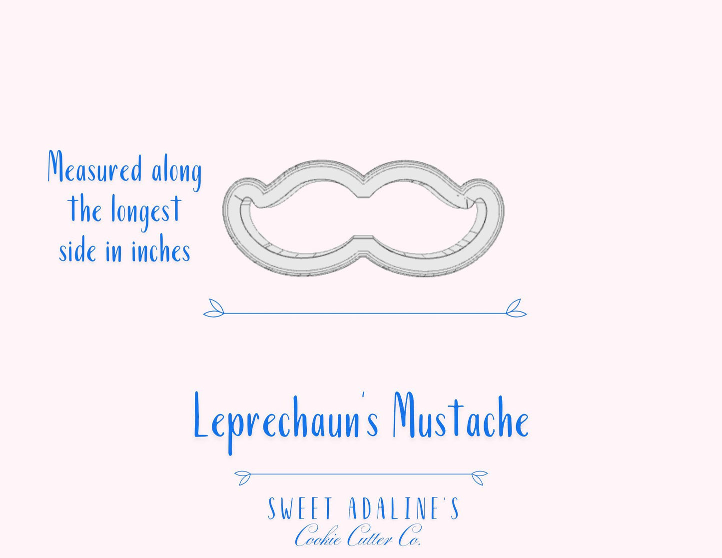Mustache Cookie Cutter, Irish-Themed Cookies, Custom 3D Printed, St. Patrick's Day Party Baking Supplies, Leprechaun's Mustache Cookie