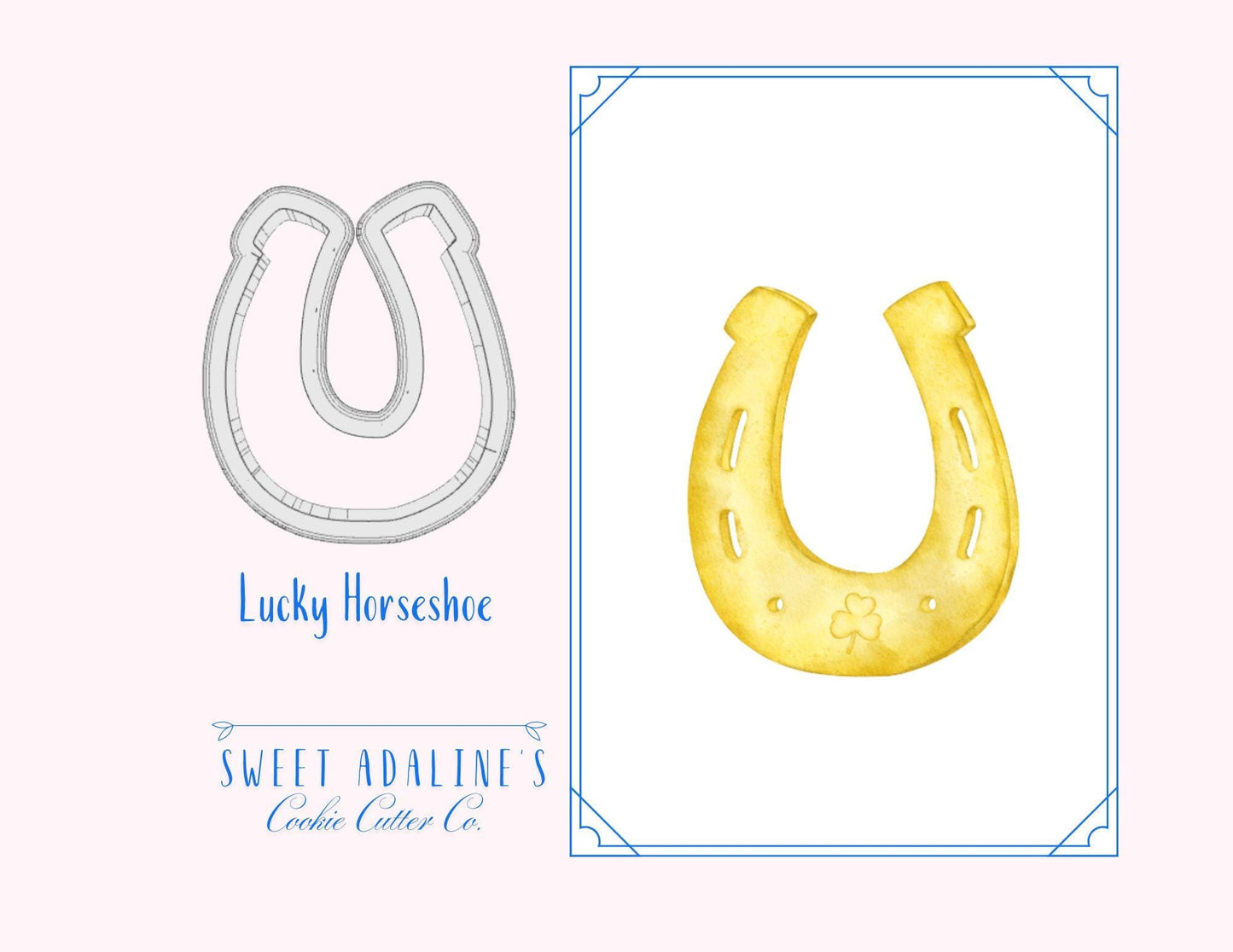 Horseshoe Cookie Cutter, Irish-Themed Cookies, Custom 3D Printed, St. Patrick's Day Party Baking Supplies, St. Patrick's Day Lucky Charm