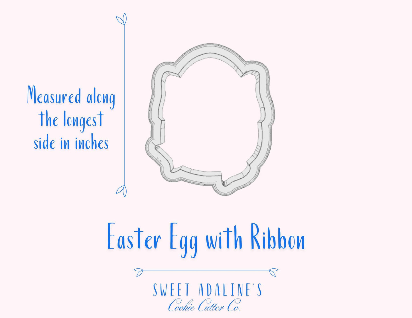 Easter Egg Cookie Cutter with Bow: 3D Printed, Food-Safe Plastic