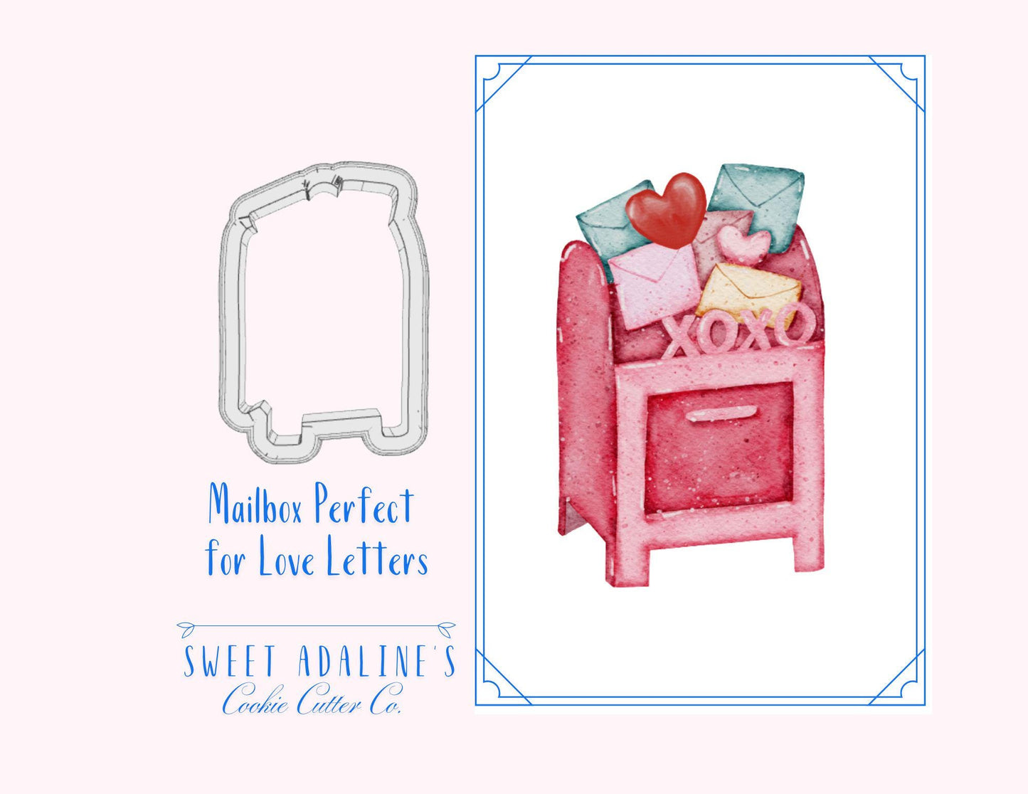 Mailbox Stuffed with Love Letters Cookie Cutter, Valentine’s Day Baking Tool, 3 Sizes, Food-Safe Plastic, Cute Love-Themed Design