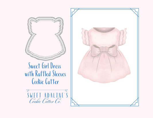 Dress with Ruffled Sleeves Cookie Cutter – Adorable Baking Tool – 3 Sizes – Perfect for Baby Showers and Kid Parties –Choose Your Color