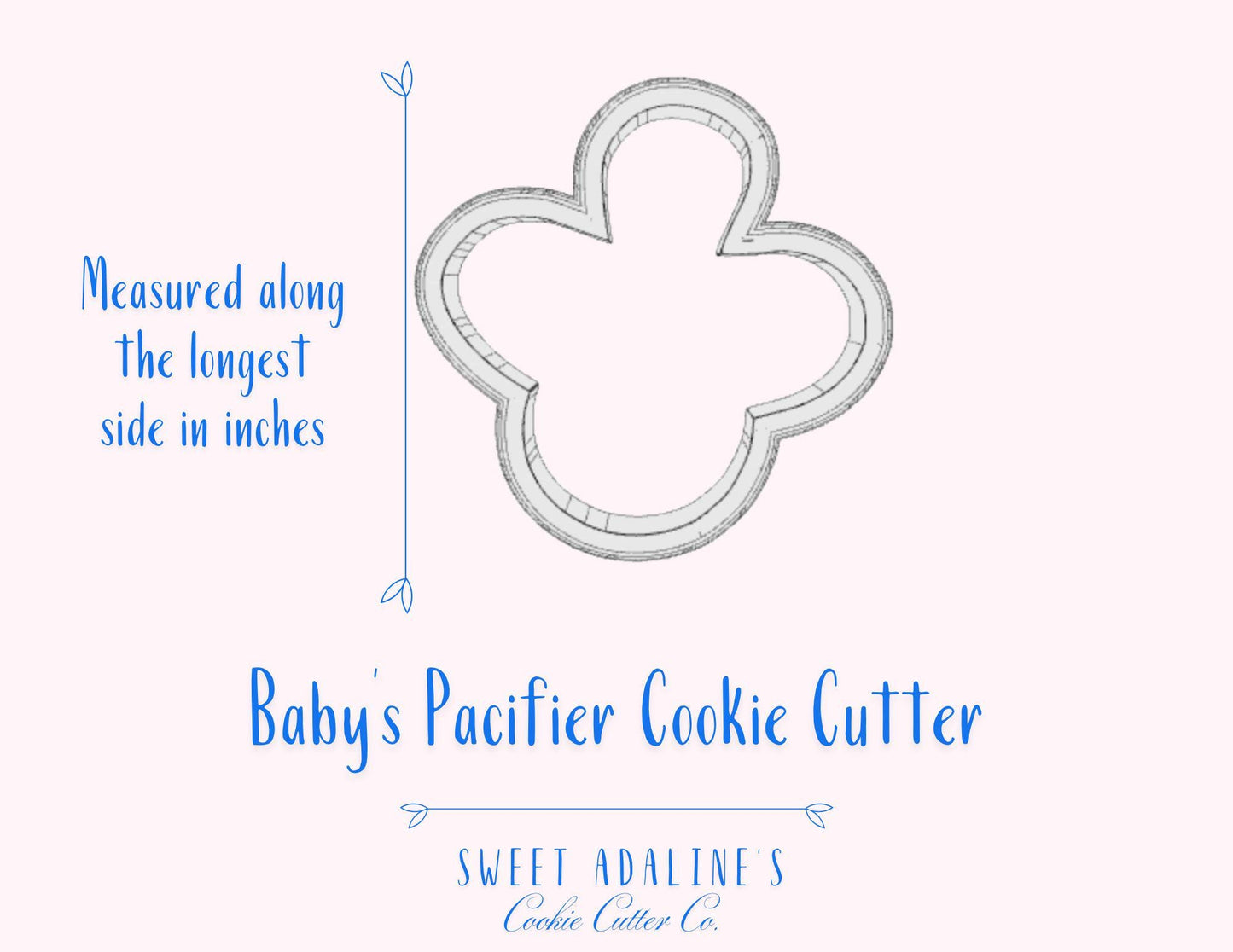 Baby Pacifier Cookie Cutter – Adorable Binky Design for Baby Showers, Kids Birthday Parties, Gender Reveals -Custom 3D Printed –3 Sizes