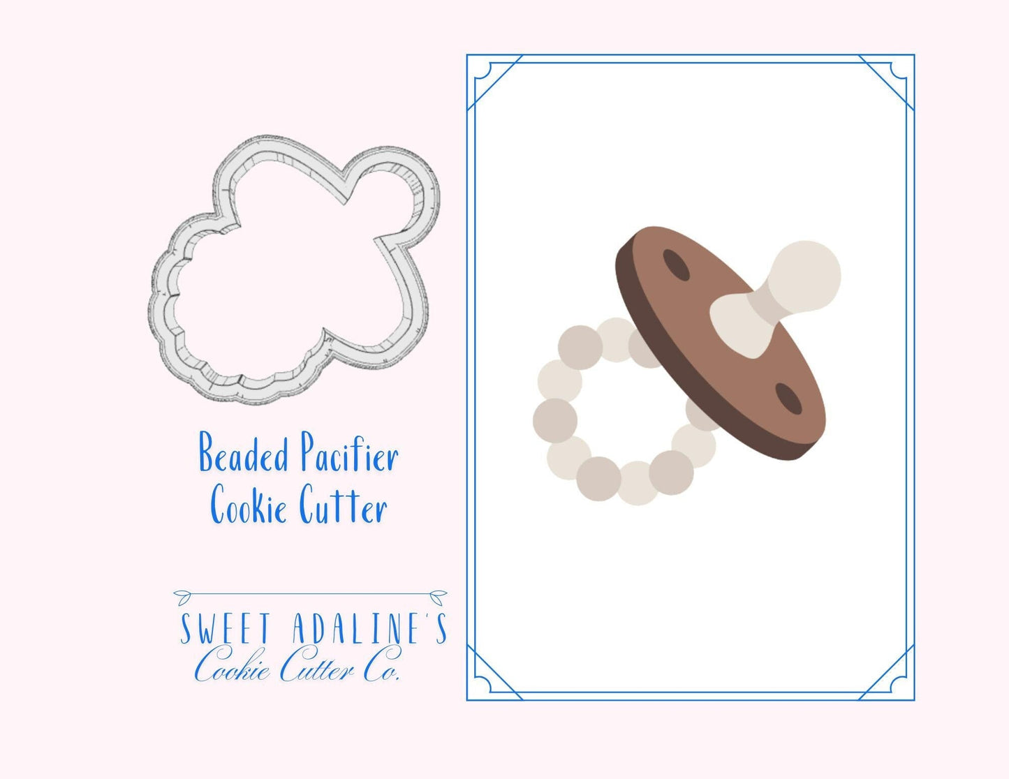 Baby Pacifier Cookie Cutter: 3D Printed Beaded Binky Design