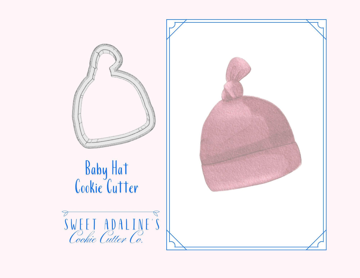 Baby Hat Cookie Cutter – Adorable Knotted Hat Design for Baby Showers and Gender Reveals – 3 Sizes - 3D Printed