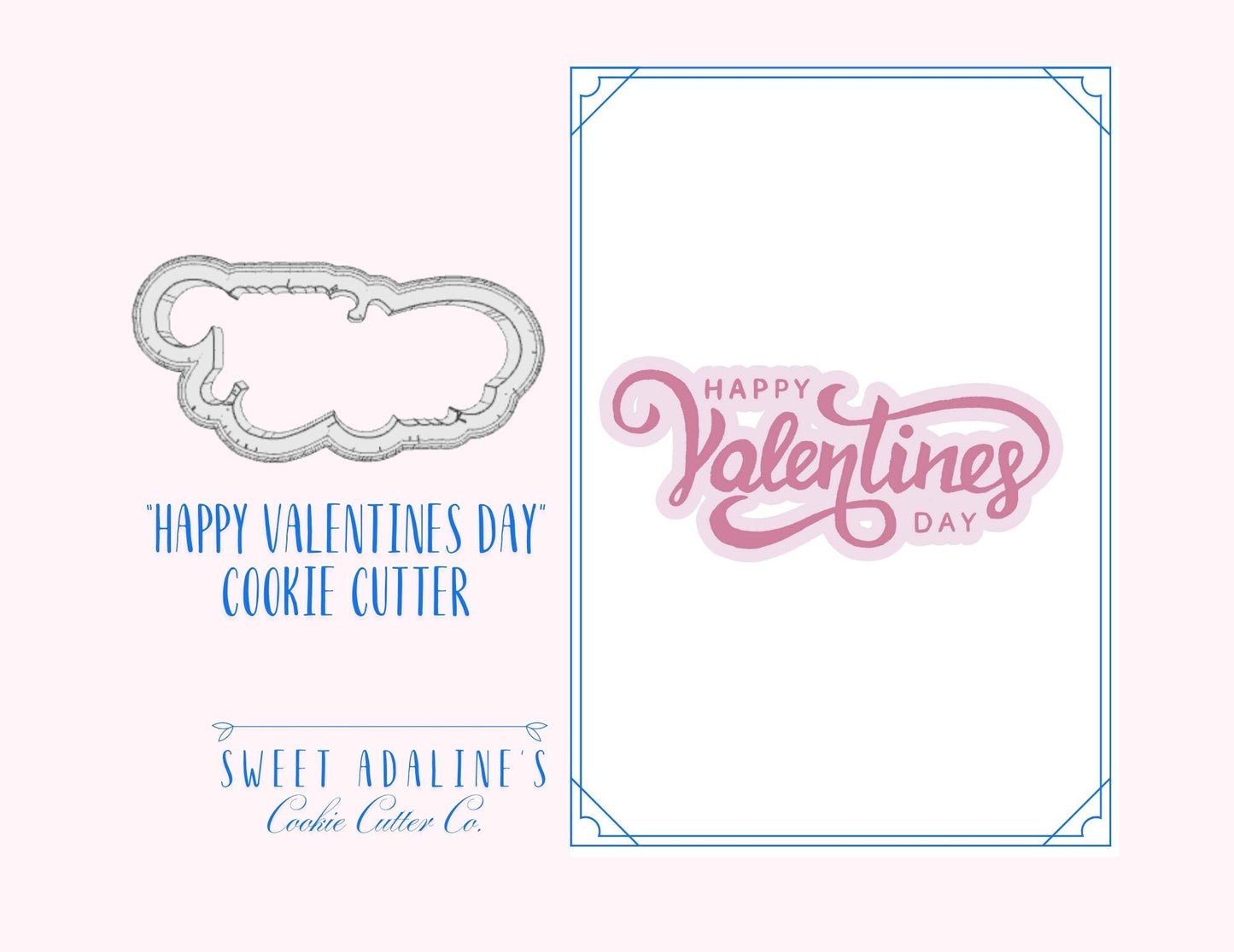 Happy Valentine's Day Cookie Cutter – Script Design for Romantic & Festive Treats – Valentine's Plaque Cookie – 3 Sizes – Custom Color