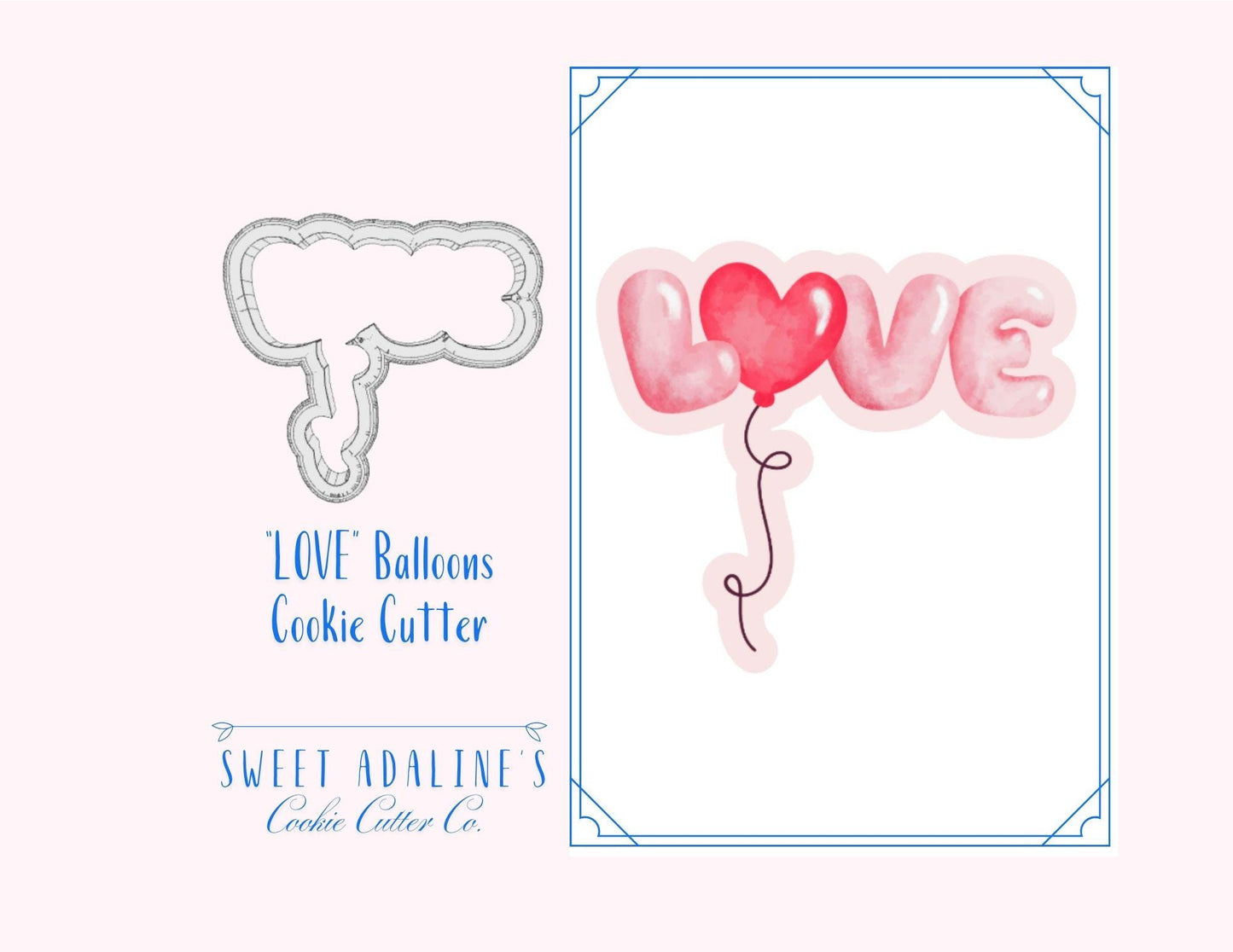 LOVE Balloons Cookie Cutter –Festive Balloon Design for Romantic Treats –Perfect for Valentine's, Weddings, & Parties –3 Sizes