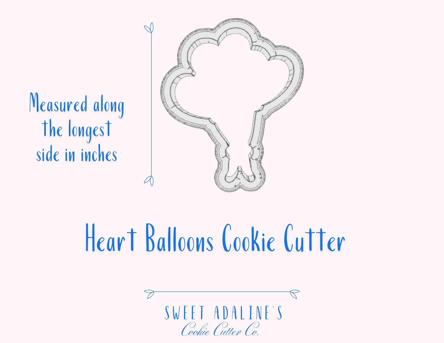 Heart Balloons Cookie Cutter –Romantic Balloon Bouquet –Perfect for Valentine's, Weddings, & Parties –3 Sizes –Custom Color 3D Printed