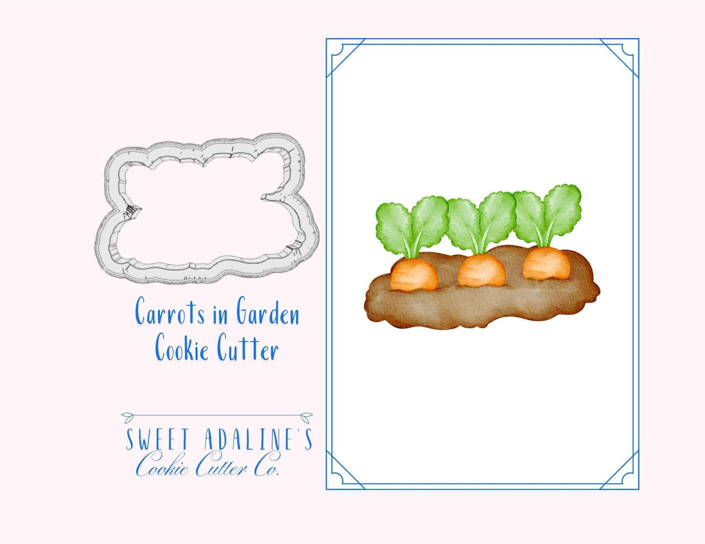 Carrots in Garden Cookie Cutter – Whimsical Spring Design for Cookiers – Perfect for Easter & Garden-Themed Treats – 3 Sizes – Durable