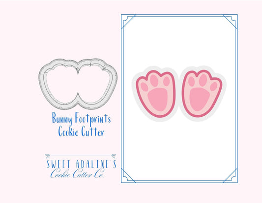Bunny Footprints Cookie Cutter – Classic Easter Design for Festive Baking –3 Sizes –Custom Color -Perfect for Easter Baskets - Two Paws