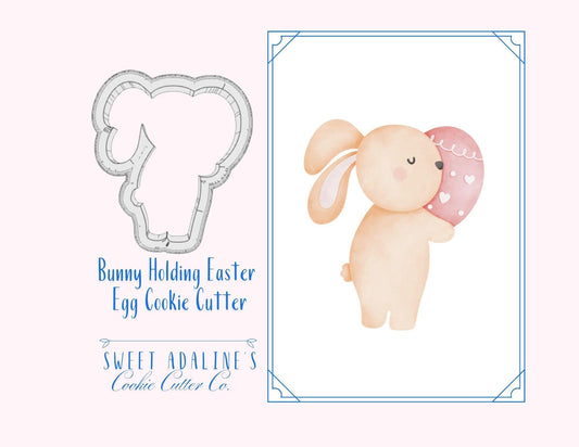 Bunny Holding Easter Egg Cookie Cutter –Adorable Spring Design for Festive Treats –3 Sizes -Food safe, durable