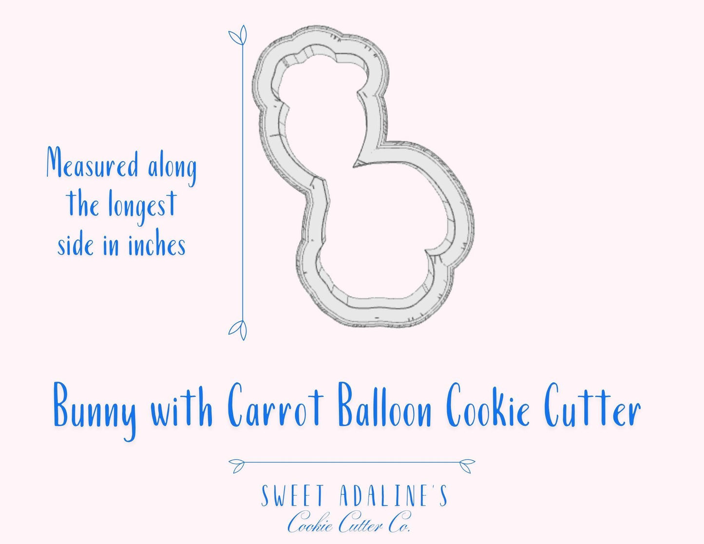 Adorable Bunny with Carrot Balloon Cookie Cutter –Sweet Spring Design for Easter Baskets and Spring Parties –Choose Your Size