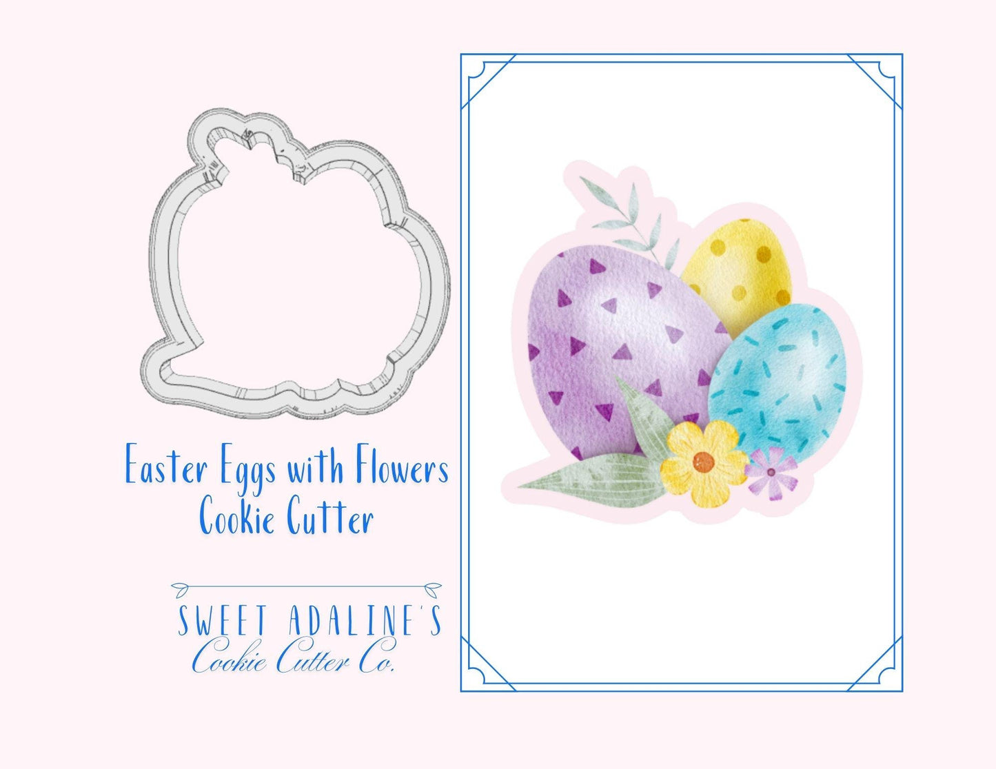 Easter Egg & Flower Cookie Cutter: Spring Floral Design - 3 Sizes