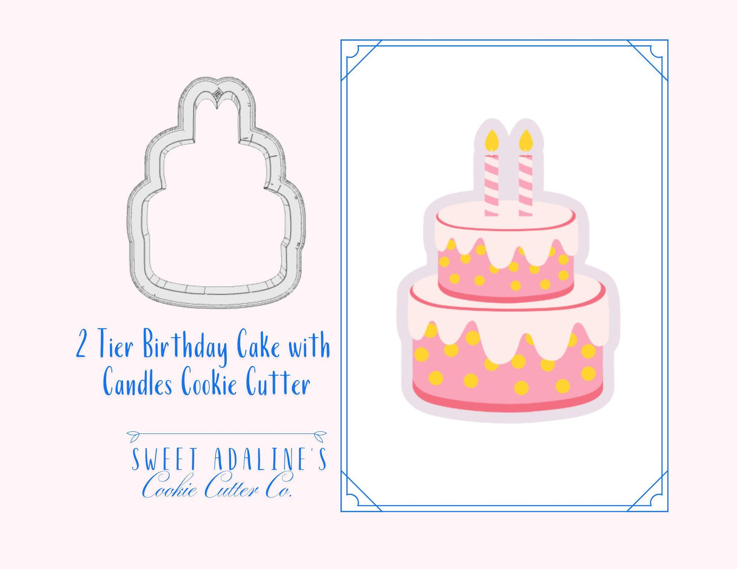 Birthday Cake Cookie Cutter: Two Tier Cake with Candles - Party Celebration