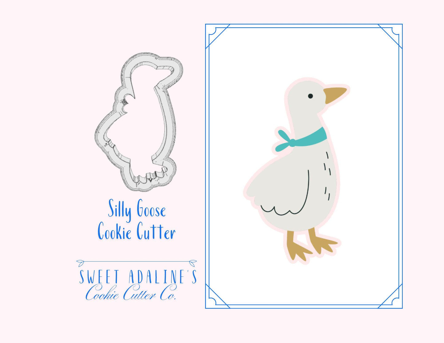 Silly Goose Cookie Cutter – Goose Design with Scarf –Perfect for Birthday Cookies & Celebrations –3 Sizes Available -Goose with Bandana