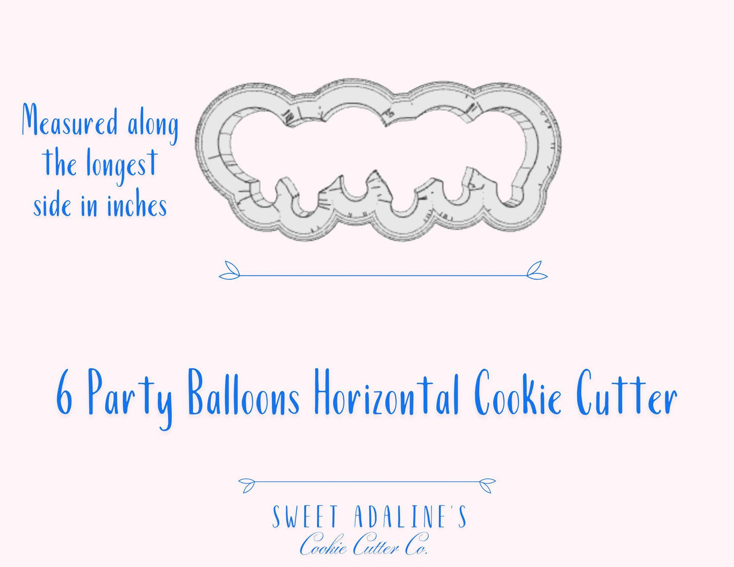 Balloons Cookie Cutter – 6 Balloon Design for Birthdays & Parties – 3 Sizes - Balloon Bouquet tied with Ribbon