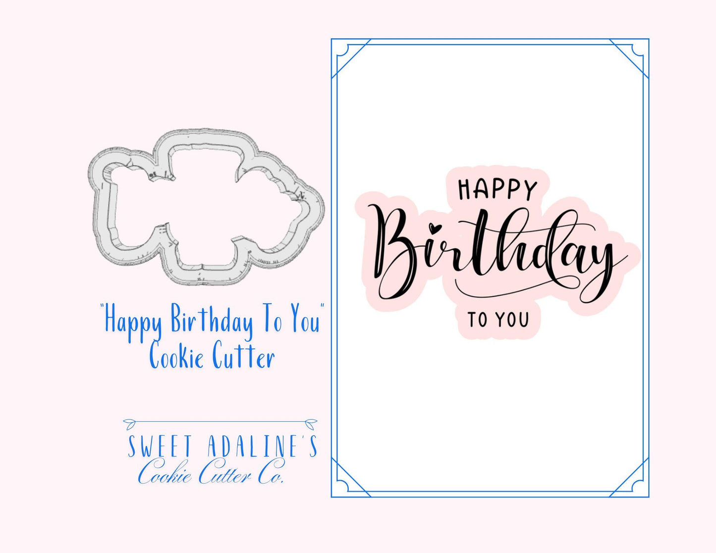 Happy Birthday Cookie Cutter: Modern Script Design, 3 Size Options