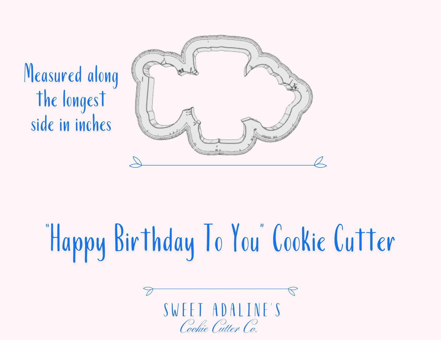 Happy Birthday Cookie Cutter: Modern Script Design, 3 Size Options
