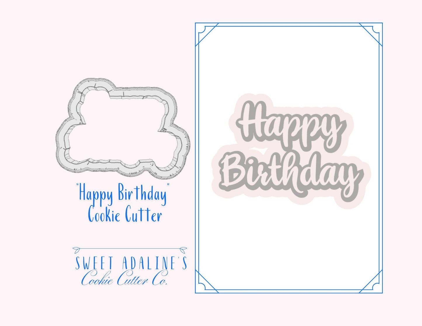 Happy Birthday Plaque Cookie Cutter: 3 Size Options