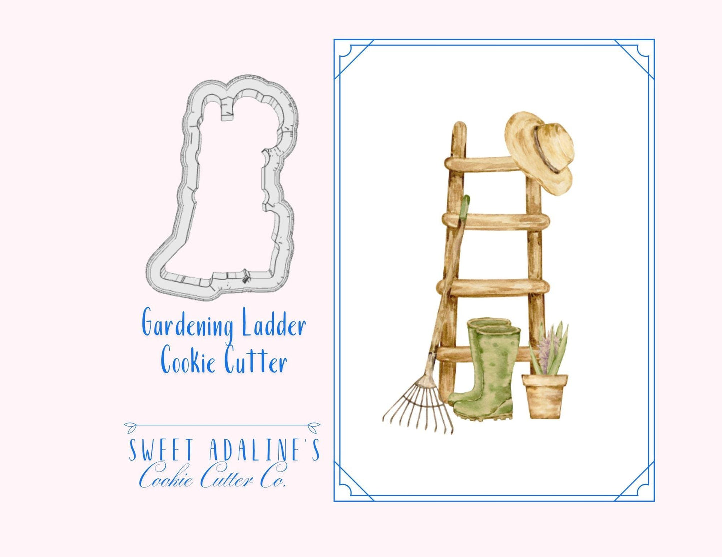 Gardening Ladder Cookie Cutter – Rustic Gardening Theme – Perfect for Spring Baking – Ideal for Gardening Parties & Cookie Decorating
