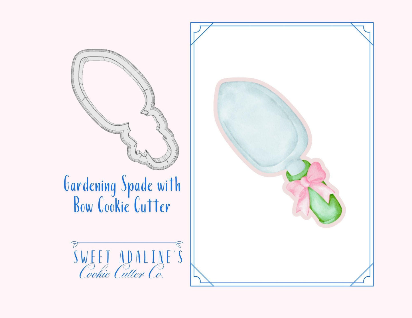 Garden Spade with Bow Cookie Cutter –Charming Gardening Tool for Spring & Garden Parties – Perfect for Garden Lovers