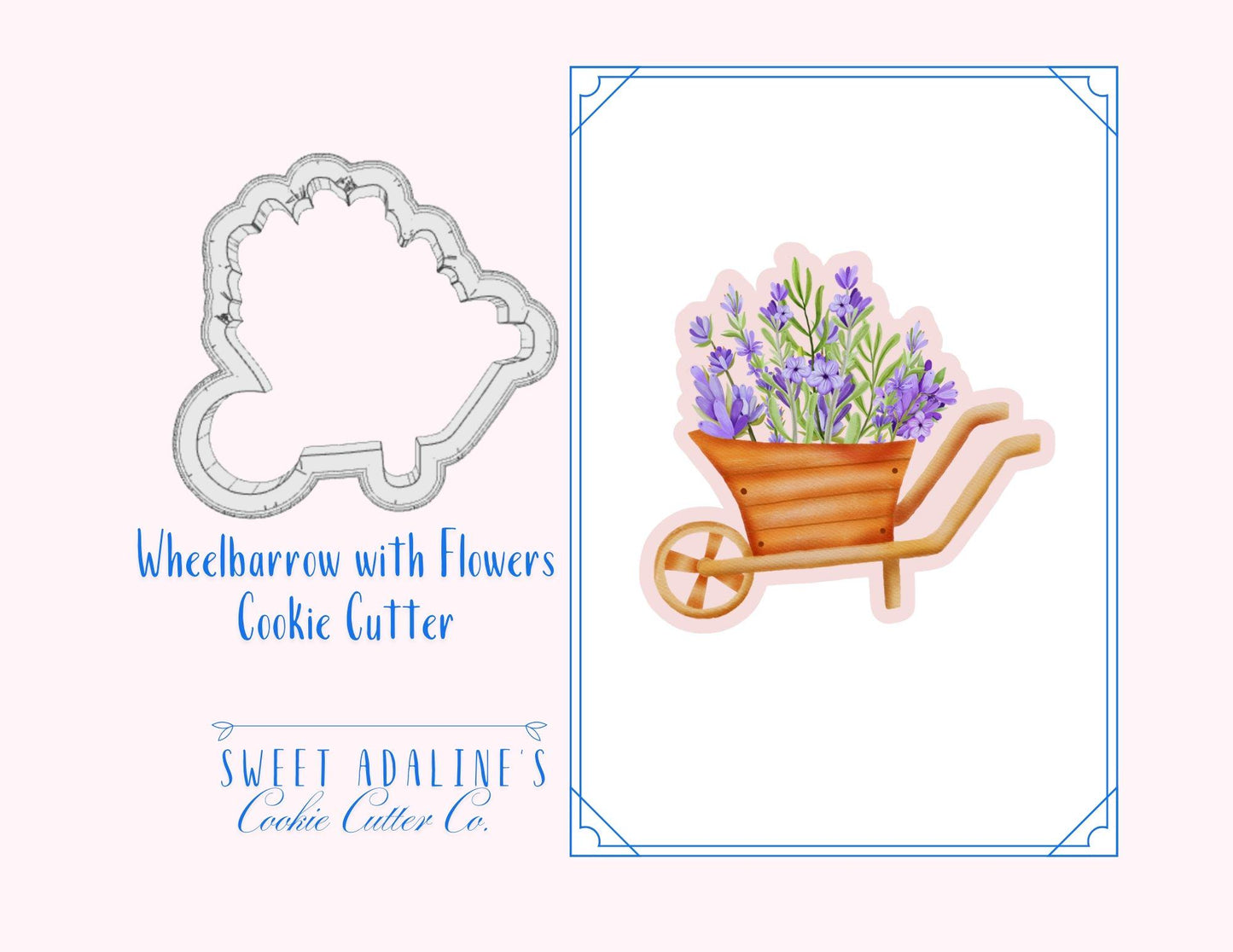 Wheelbarrow with Flowers Cookie Cutter – Baking for Spring & Garden-Themed Parties –  Gift for Gardeners -Garden Lovers
