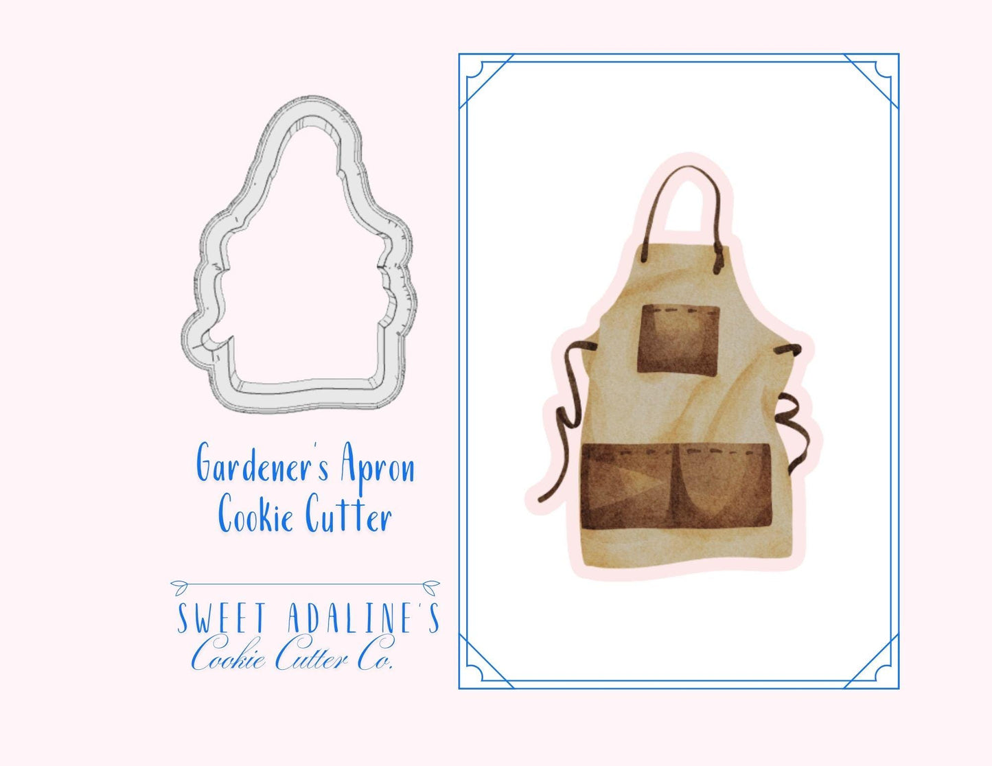 Gardener's Apron Cookie Cutter – Gardening Tools Design – Perfect for Spring, Gardening Parties & Mother’s Day