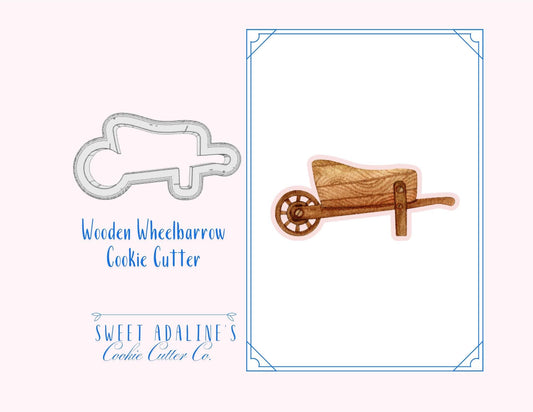 Wooden Wheelbarrow Cookie Cutter – Gardening Design – Perfect for Spring, Garden Parties,  Mother’s Day, & Father's Day – 3 Sizes
