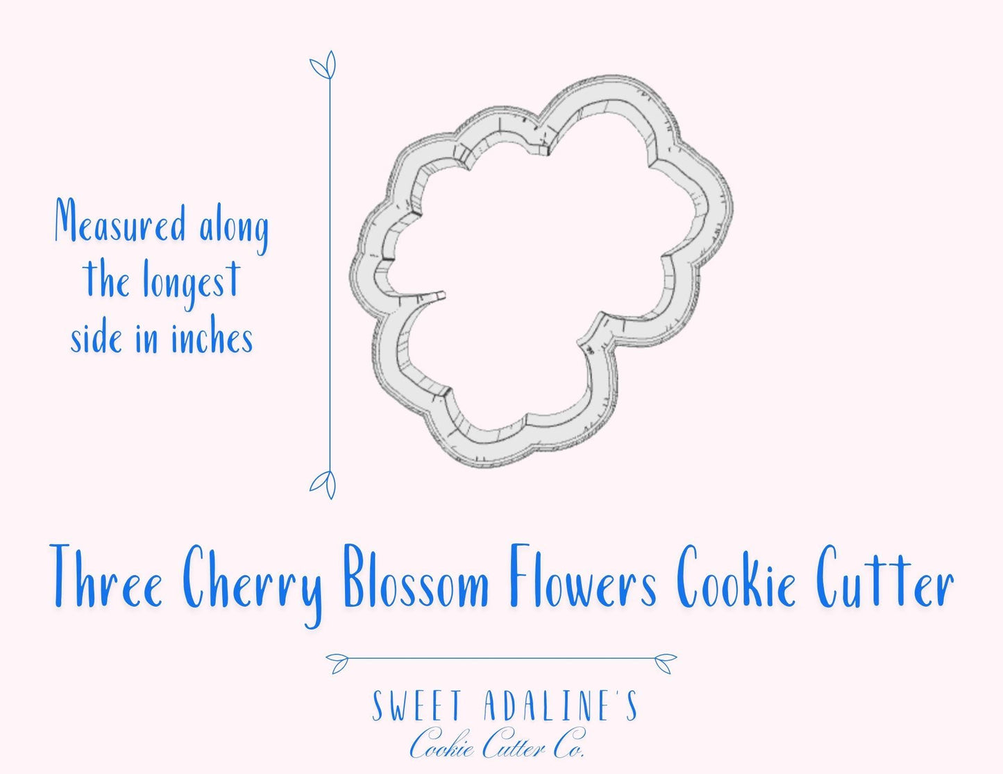 Three Cherry Blossom Flowers Cookie Cutter – Spring Floral Design – Perfect for Easter, Mother’s Day & Garden Parties
