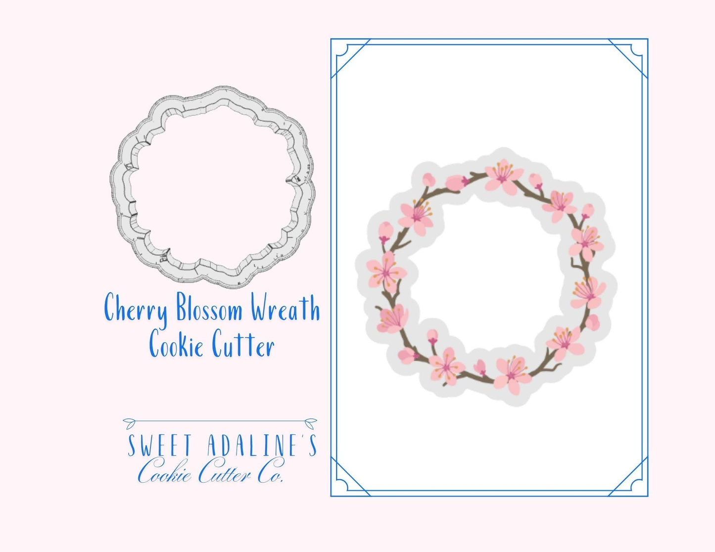 Cherry Blossom Wreath Cookie Cutter – Floral Design Spring Wreath – Perfect Gift for Spring, Easter & Mother’s Day
