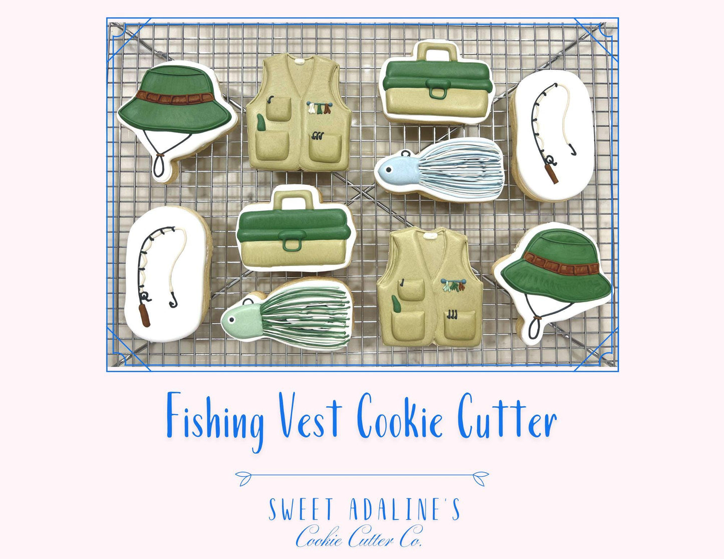 Fishing Vest Cookie Cutter – Perfect for Father's Day, Summer Parties & Lake Days – Custom Color - 3D Printed - Sturdy for Thick Dough