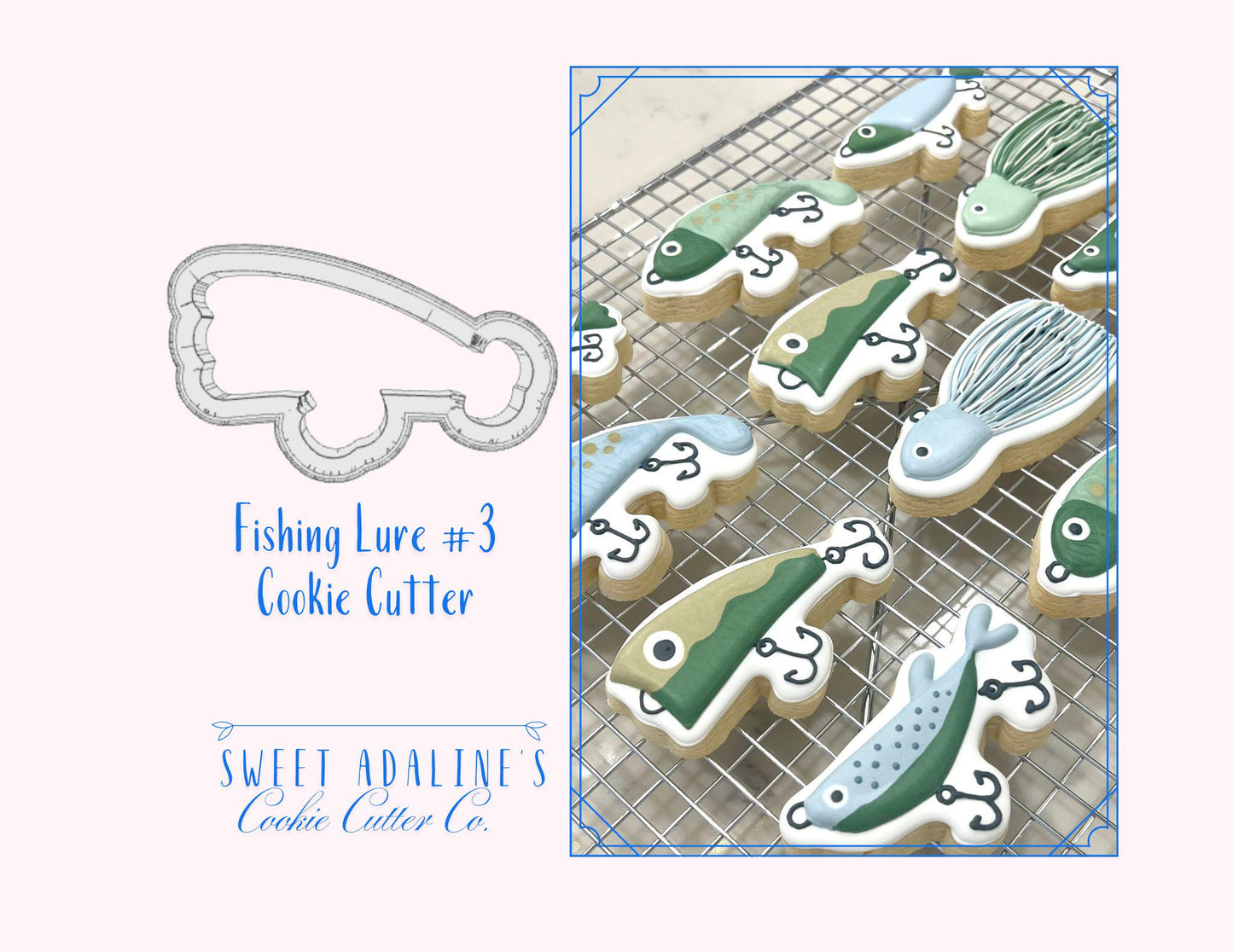 Fishing Lure #3 Cookie Cutter – Perfect for Father's Day, Fishing Trips & Lake Days – Custom Color - 3D Printed - Sturdy for Thick Dough