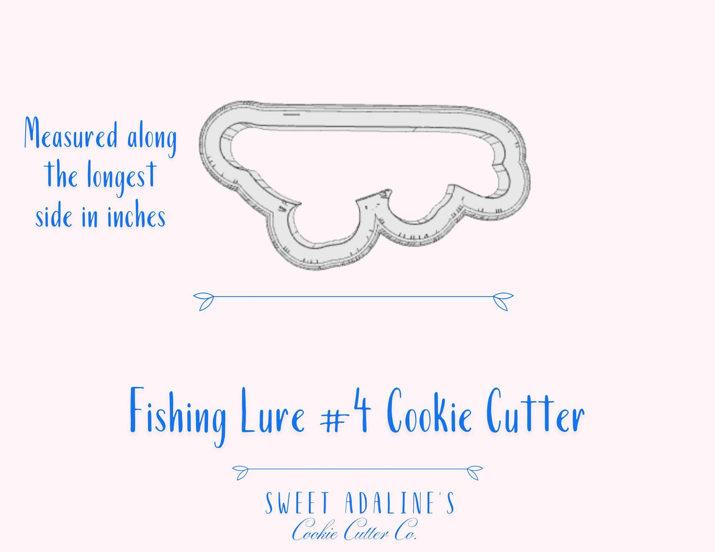 Fishing Lure #4 Cookie Cutter – Perfect for Father's Day, Fishing Trips & Lake Days – Custom Color - 3D Printed - Sturdy for Thick Dough