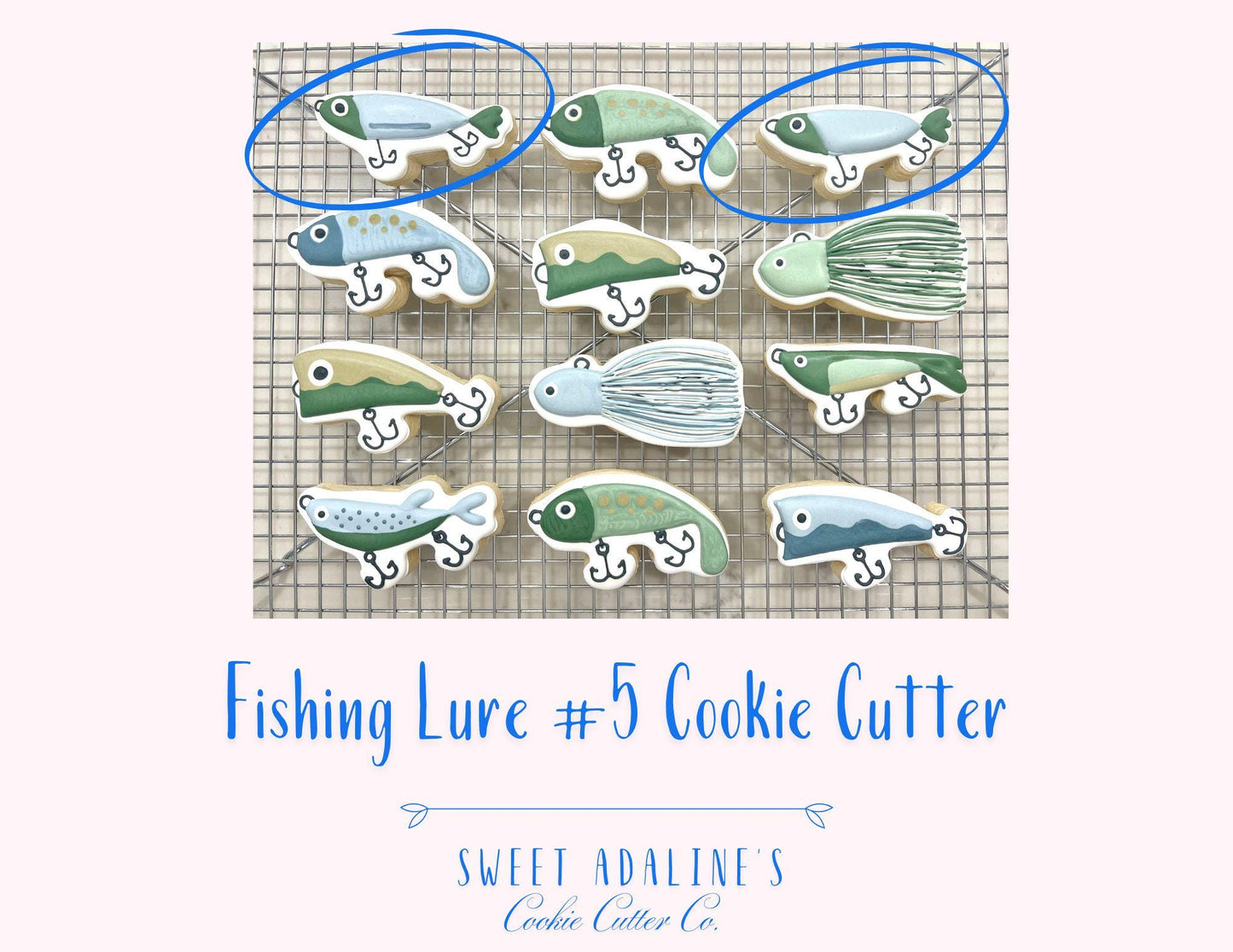 Fishing Lure #5 Cookie Cutter – Perfect for Father's Day, Fishing Trips & Lake Days – Custom Color - 3D Printed - Sturdy for Thick Dough