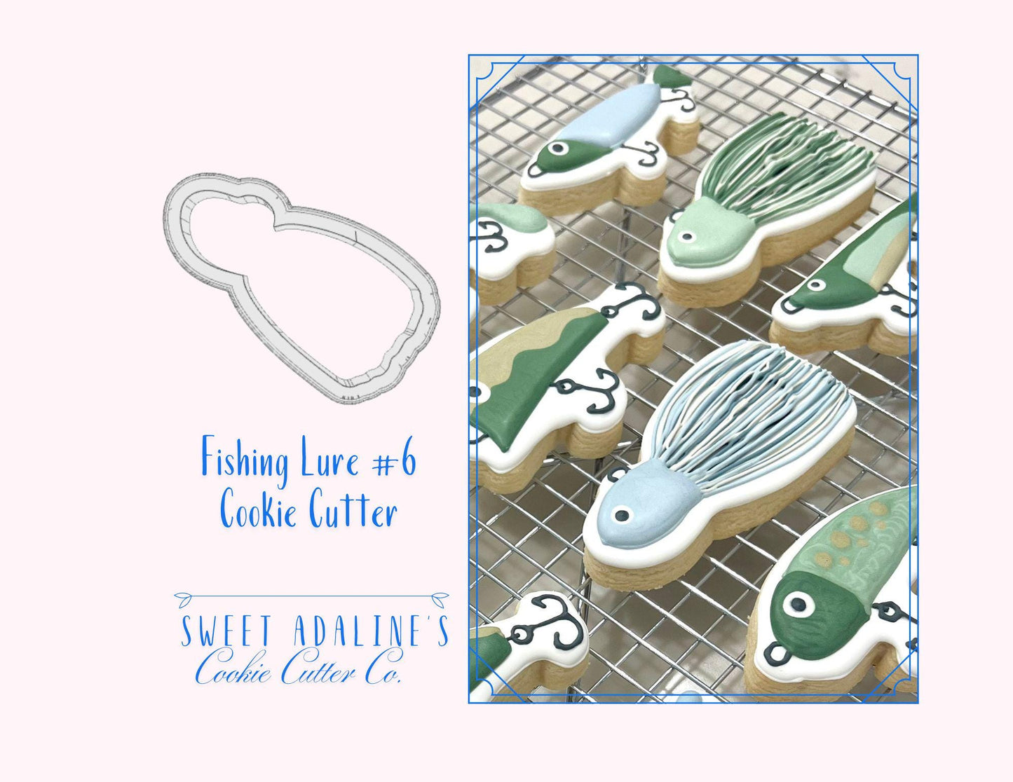 Fishing Lure #6 Cookie Cutter –Perfect for Father's Day, Fishing Trips & Lake Days –Custom Color -3D Printed - Sturdy Cutter for Thick Dough