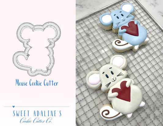 Cute Mouse Holding Heart Cookie Cutter, Animal Cookie Cutter for Valentine's Day & Gifts, custom 3D printed cutters for royal icing