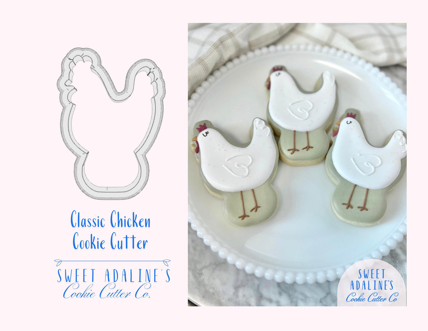 Classic Chicken Cookie Cutter - Perfect for Farm-Themed, Easter, and Spring Baking –  Cute Chicken Design - Sturdy Cutter for Thick Dough