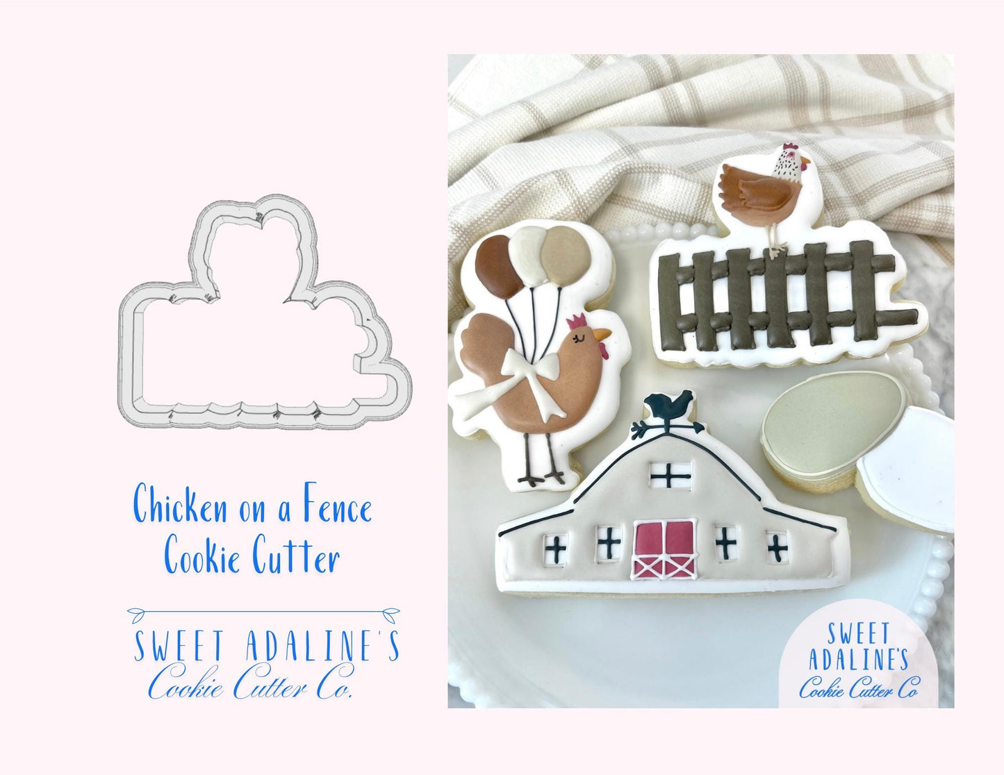 Chicken on a Fence Cookie Cutter -Perfect for Farm-Themed, Easter, & Spring Baking, Great Gift for Chicken Lovers - Sturdy for Thick Dough