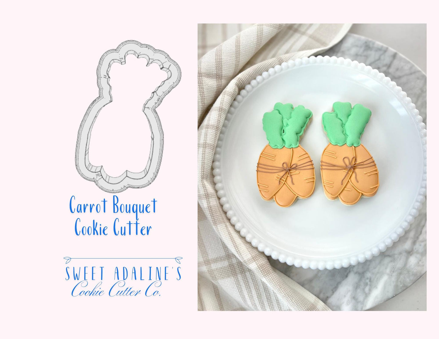 Carrot Bouquet Cookie Cutter: Spring Easter Garden Treats - 3 Sizes