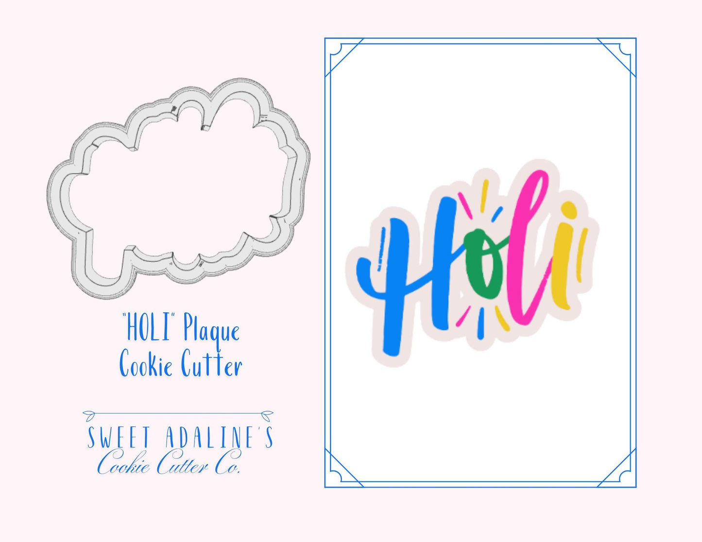 HOLI Plaque Cookie Cutter –Colorful Festival of Colors Cutter –Indian Festival Inspired –Fun Plaque Shape Cutter -Sturdy, Thick, 3D Printed