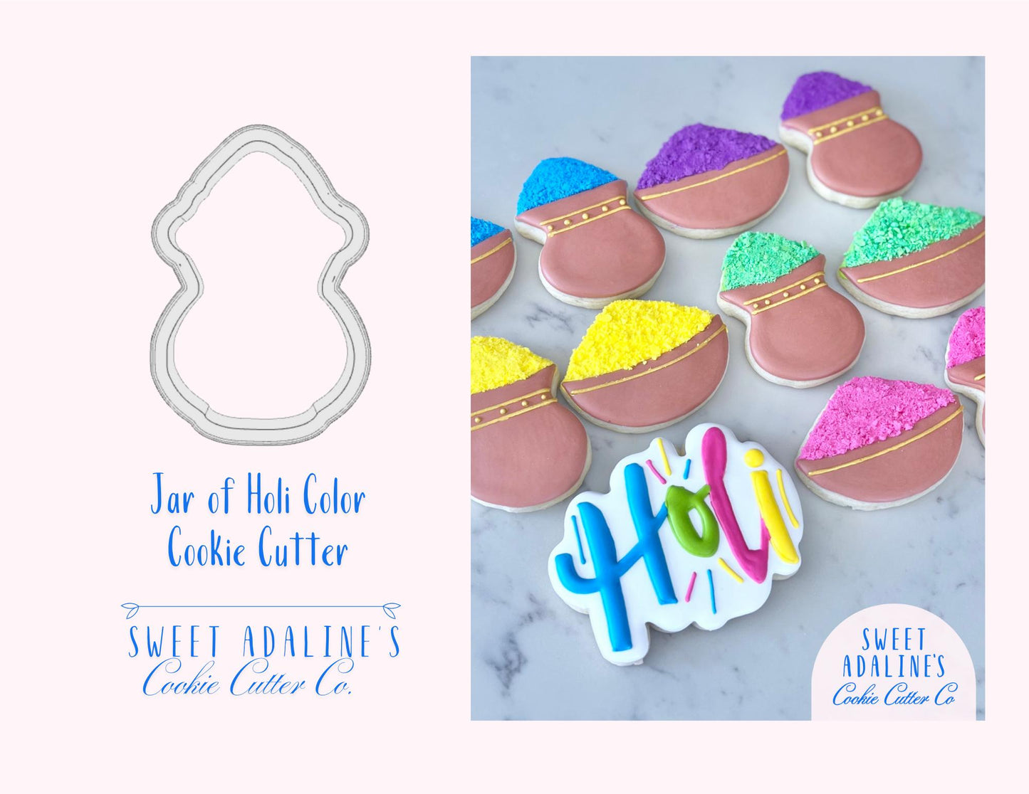 Jar of Color for Holi Festival Cookie Cutter – Celebrate the Festival of Colors with Fun Baking - Indian Festival Inspired - Sturdy, Thick
