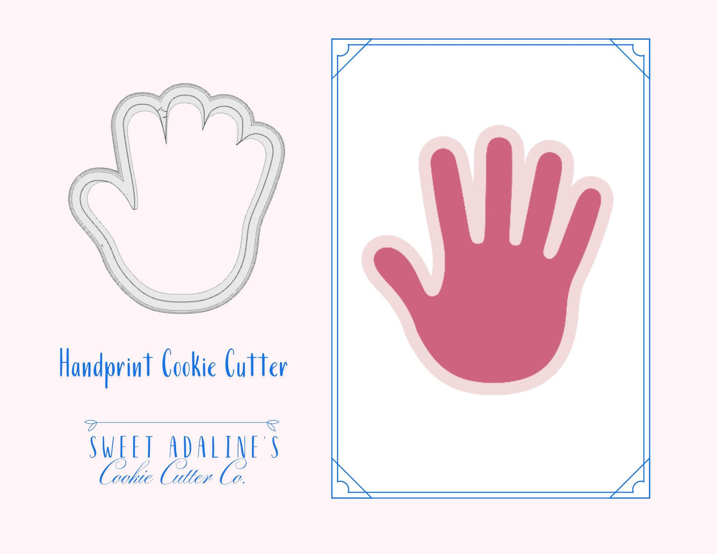 Handprint Cookie Cutter - Hand Shaped Cookie Cutter - Designed for Holi Festival of Colors Sturdy 3D Printed Cutter, Thick for Dough