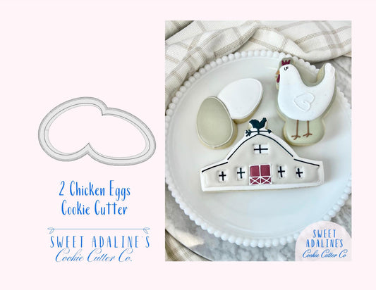 2 Chicken Eggs Cookie Cutter -Perfect for Farm-Themed, Easter, & Spring Baking –Rustic Farm, Gift for Chicken Lovers - Country-chic design