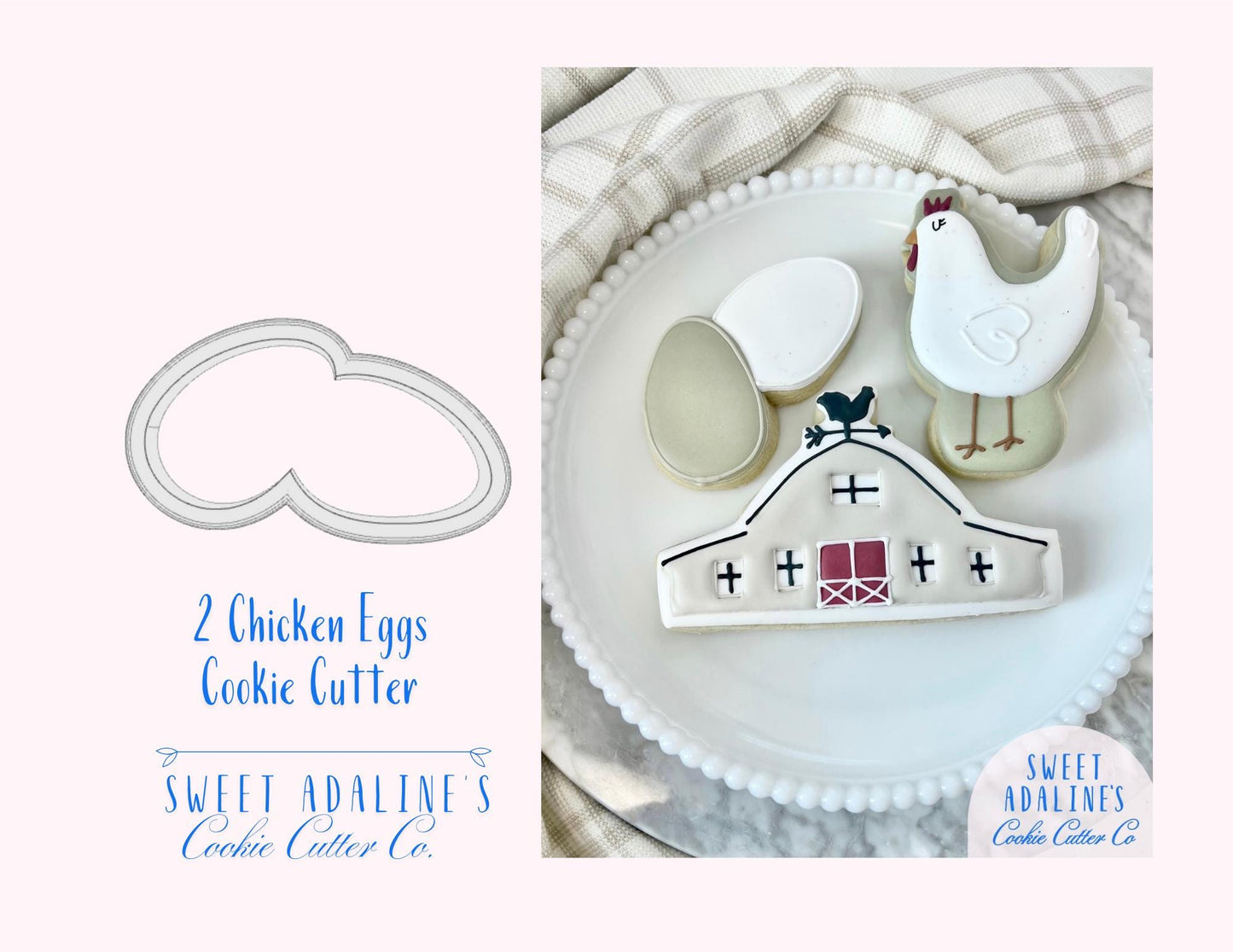 2 Chicken Eggs Cookie Cutter -Perfect for Farm-Themed, Easter, & Spring Baking –Rustic Farm, Buy 1 Get 1 Free, Gift for Chicken Lovers
